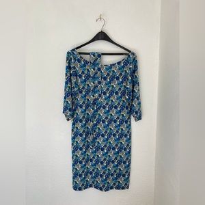 Leota Blue Floral Dress- Compass Rose 3/4 sleeve